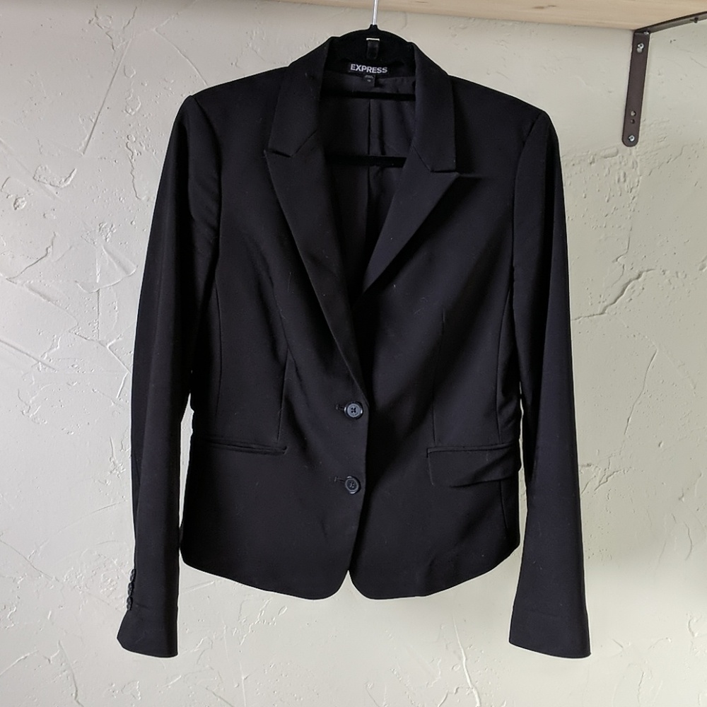 Express Black Double Button Knit Blazer - image 2